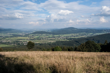 Fototapeta na wymiar view from Mala Kycera hill in Moravskoslezske Beskydy mountains in Czech republic
