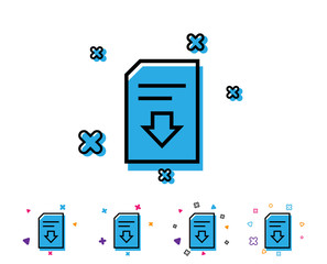 Download Document line icon. Information File sign. Paper page concept symbol. Line icon with geometric elements. Bright colourful design. Vector