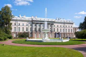 Fototapeta na wymiar Vase fountain in private garden of Catherine palace, Tsarskoe Selo, Saint Petersburg, Russia
