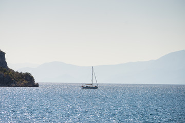 Yacht on sea water surface