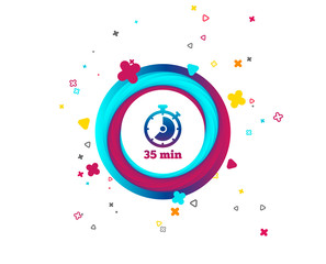 Fototapeta premium Timer sign icon. 35 minutes stopwatch symbol. Colorful button with icon. Geometric elements. Vector