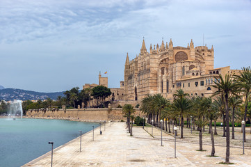La Seu, the Cathedral of Santa Maria of Palma. It is a Gothic Roman Catholic cathedral located in Palma de Mallorca - Balearic Islands, Spain.