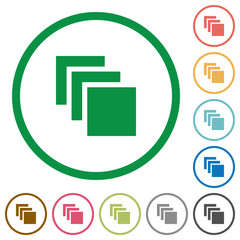 Multiple canvases flat icons with outlines