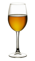 A glass of white wine on white background close up still life image