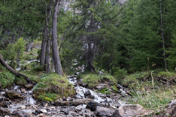 Photo de paysage panoraminque de haute montagne et de chemins de randonnée dans les alpes