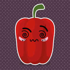fresh pepper vegetable kawaii character