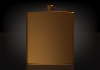 Gold flask for alcohol on a black