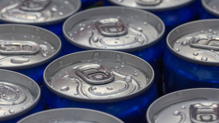 Pattern repeating of beer cans in alcohol and beverage department of superstore