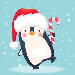 penguin with christmas candy