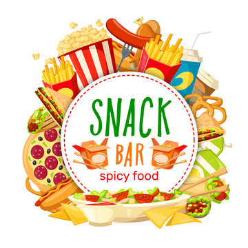 Fast food snack bar vector poster