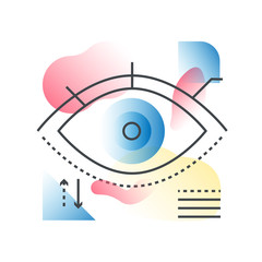 Modern vision eye vector concept in trendy line with gradient flat color.