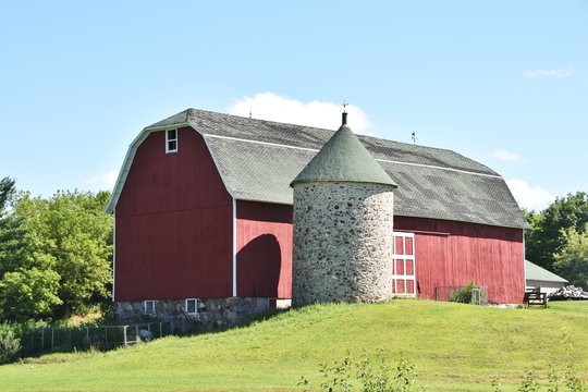 Barn with Stone Silo