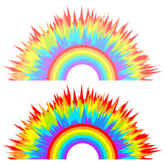 Obraz premium Multi-color abstract children's rainbow on isolated light background. Rainbow colored explosion. Vector holiday design element for your creativity.