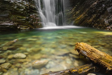 Cascades and waterfall in the mountains