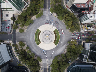 Angel of Independence (Monumento a la Independencia) Bird's Eye View Drone Shot of Roundabout and...