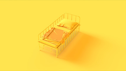 Yellow Hospital Bed with Adjustable Sides 3d illustration	