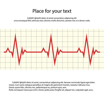 Heart rate. Vector cardiogram with space for your text.
