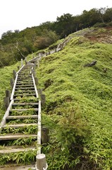 Fototapeta na wymiar 蛭ヶ岳の登山道 植生保護の階段