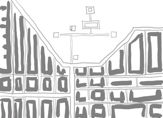 Moderne Stadtpllanung Lageplan Skizze