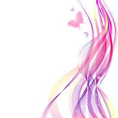 Obraz na płótnie Canvas abstract pink waves, lines, on a white