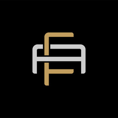 Initial letter A and F, AF, FA, overlapping interlock logo, monogram line art style, silver gold on black background