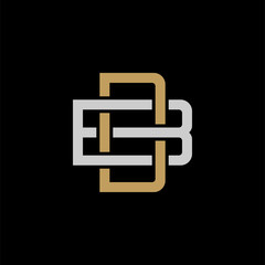 Initial letter B and D, BD, DB, overlapping interlock logo, monogram line art style, silver gold on black background