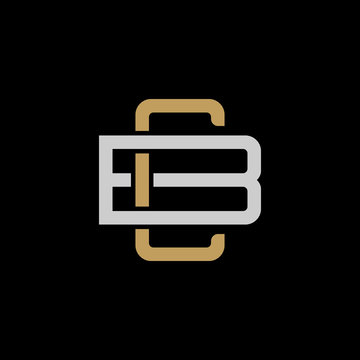 Initial letter B and C, BC, CB, overlapping interlock logo, monogram line art style, silver gold on black background
