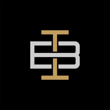 recommend clip art: Initial letter B and I, BI, IB, overlapping interlock logo, monogram line art style, silver gold on black background