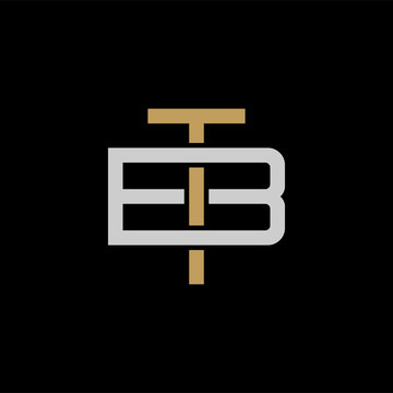 recommend clip art: Initial letter B and T, BT, TB, overlapping interlock logo, monogram line art style, silver gold on black background
