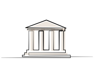 Continuous one line drawing. Column and culture icon. Vector illustration