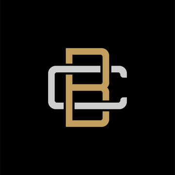 recommend clip art: Initial letter C and B, CB, BC, overlapping interlock logo, monogram line art style, silver gold on black background