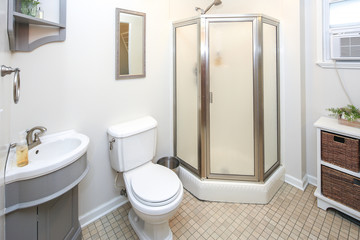Lovely white bathroom interior.