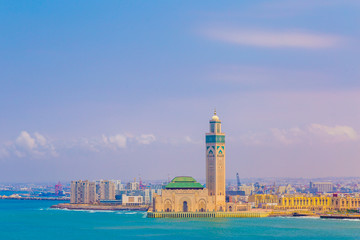 Mosquée Hassan II 2 Casablanca voyage mer - obrazy, fototapety, plakaty