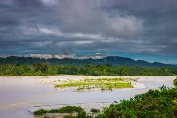 Ecuador. Amazon river. island on the Amazon River. Travel around Ecuador. Jungle.