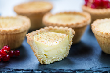 Egg Custard Tart, traditional English, Portuguese, Chinese desse