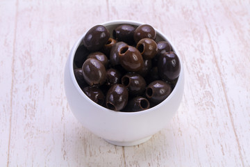 Pickled olives in the bowl