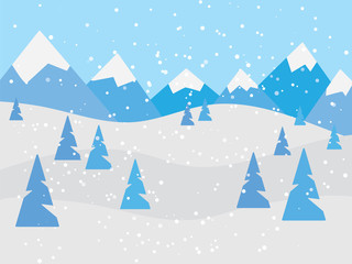 winter mountain landscape- vector illustration