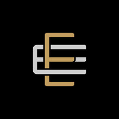 Initial letter E and E, EE, overlapping interlock logo, monogram line art style, silver gold on black background