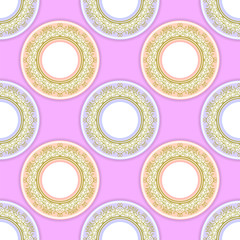 Fototapeta premium Ceramic Ornamental Plate Seamless Pattern
