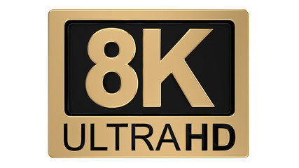 8k Ultra Hd Symbol Isolated On White Background Television Technology Concept Of Golden And Black 8k Ultra Hd Symbol Isolated On White Background Television Technology Concept Of Golden And Black