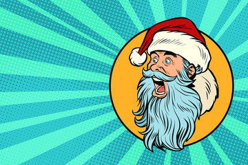 pop art Santa Claus face profile