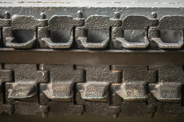 The texture of the caterpillar armored machines to use closeup