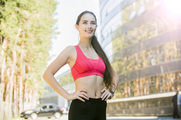 beautiful fitness girl on the street