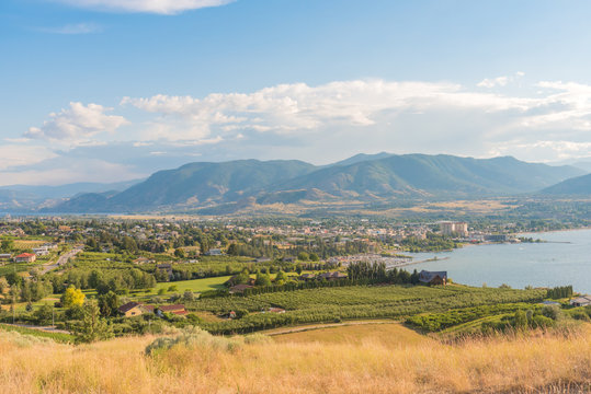Panoramic view of city of Penticton in summer