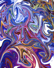 Visual fine art. Psychedelic swirl artwork. Marble design. Abstract background. Liquid paint. Fluid acrylic drawing. Vibrant marbled elements. Graphic draw.