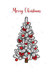A beautiful Christmas tree in the vector. Illustration for a card or poster. New Year's and Christmas.