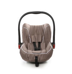 Fototapeta premium Brown child safety seat on white background