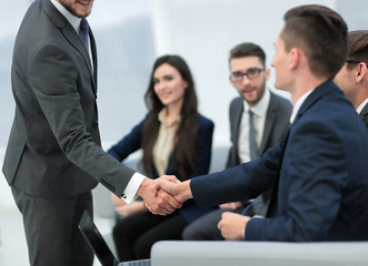 Businessman with hands together. business concept.