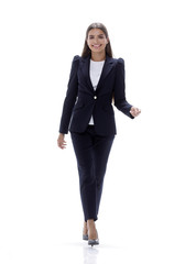 confident business woman walking forward