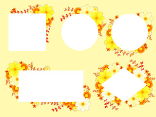 キバナコスモスと秋の花のフレーム